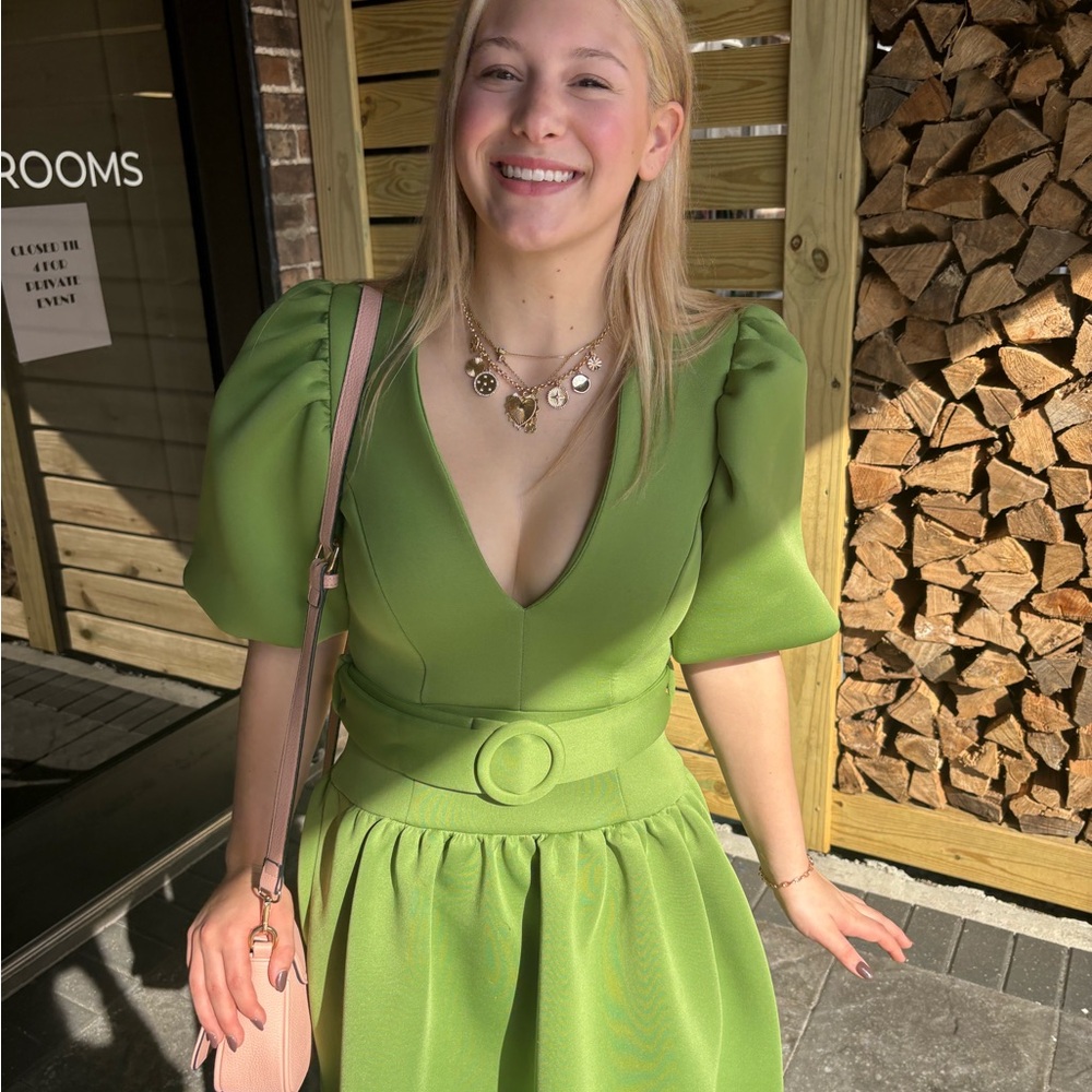 ASOS Green Puff Sleeve Maxi Dress